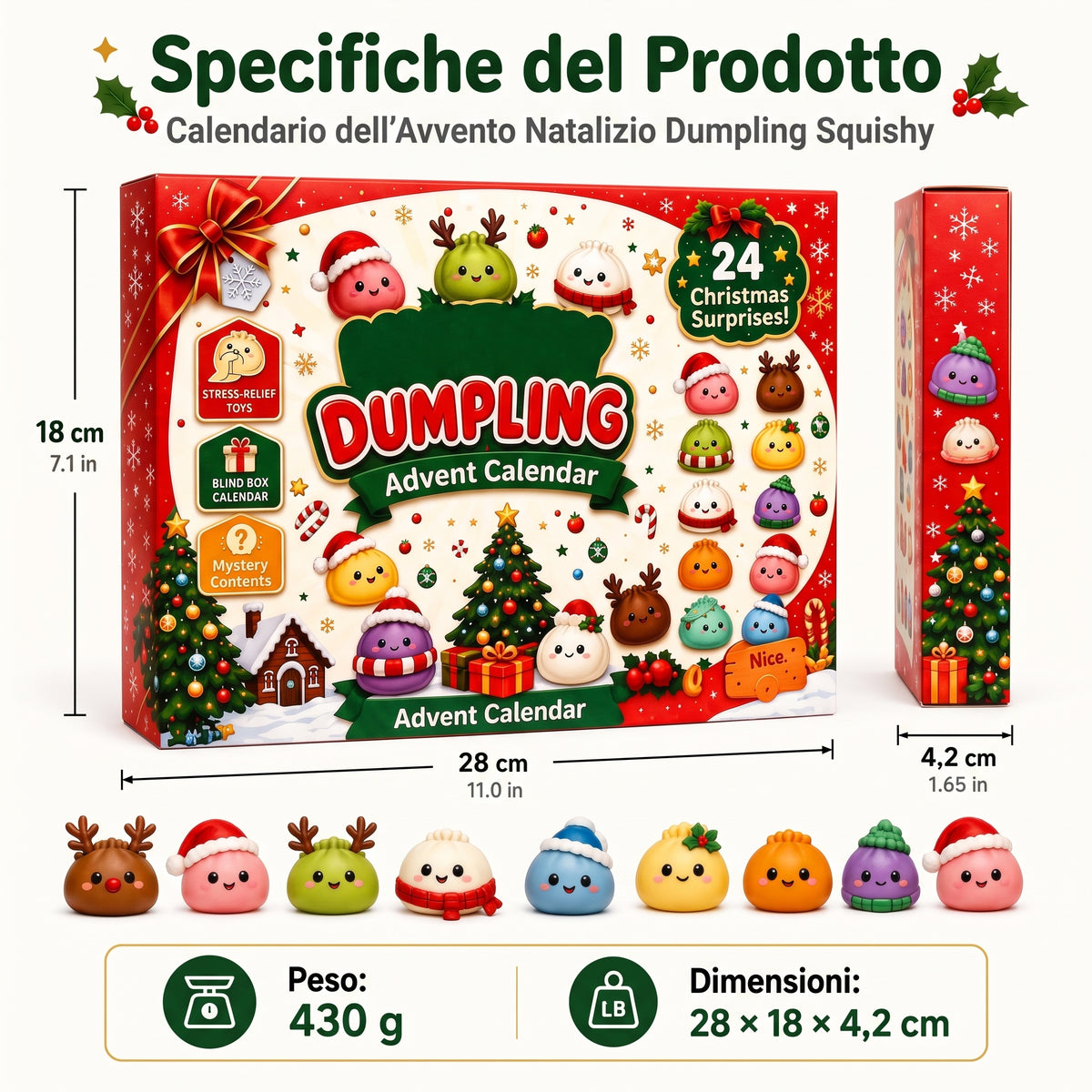 Calendario dell'Avvento 2026: 24 Squishy Raviolini