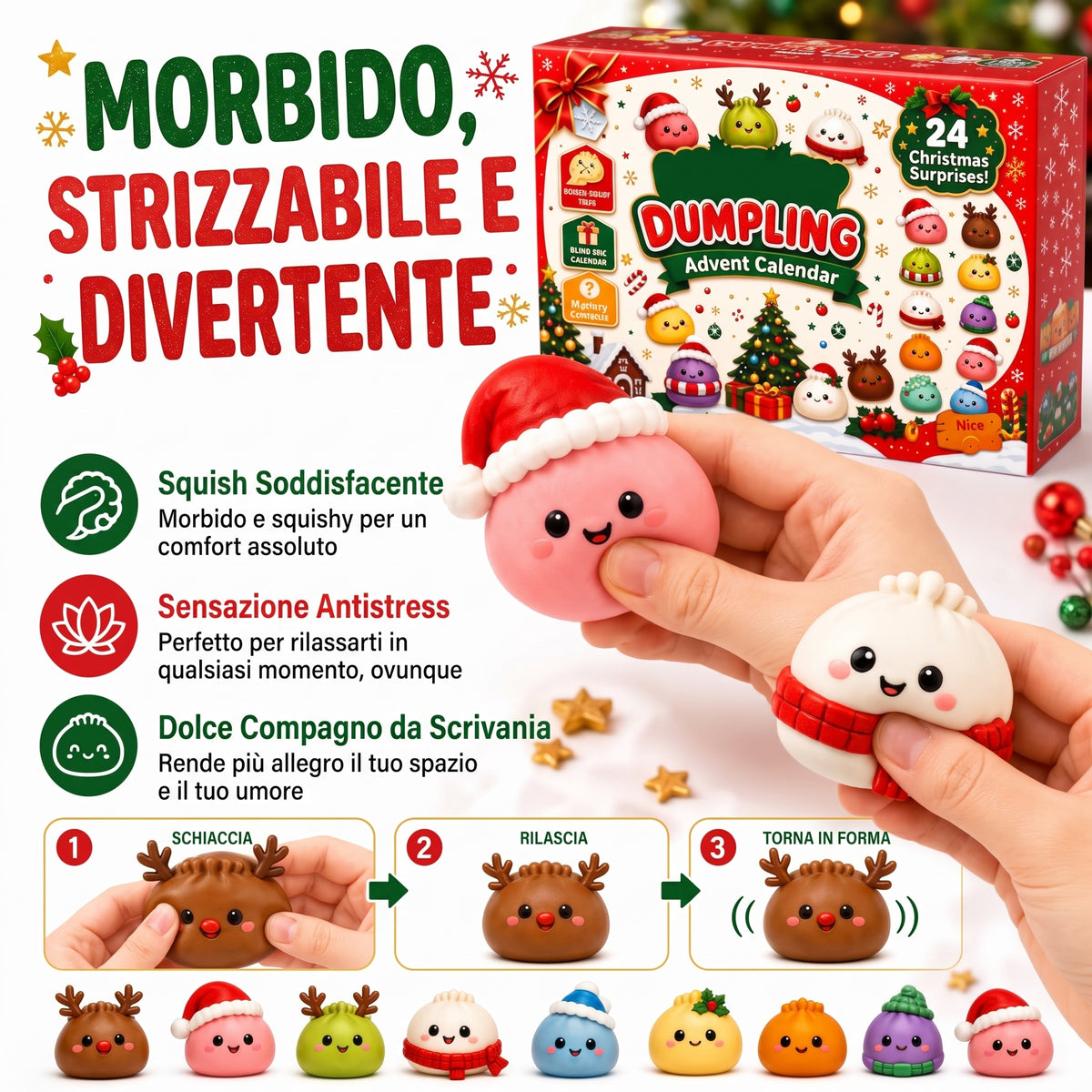 Calendario dell'Avvento 2026: 24 Squishy Raviolini