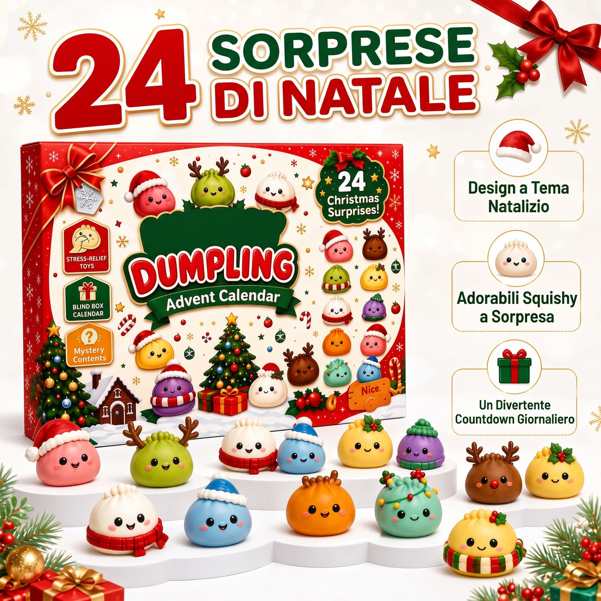 Calendario dell'Avvento 2026: 24 Squishy Raviolini