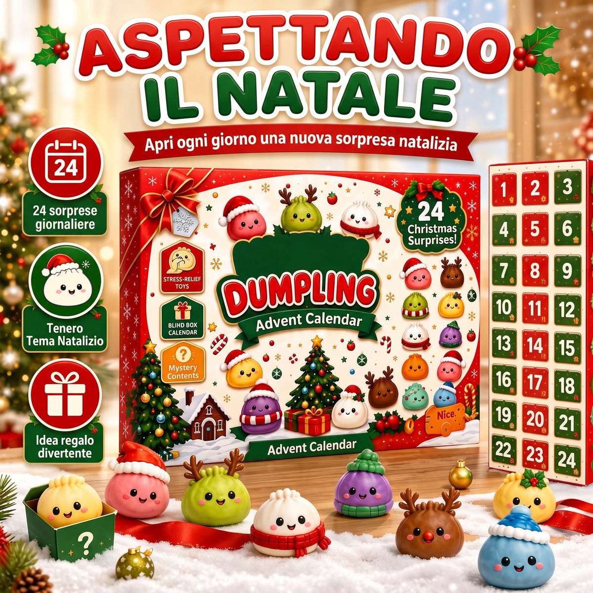 Calendario dell'Avvento 2026: 24 Squishy Raviolini