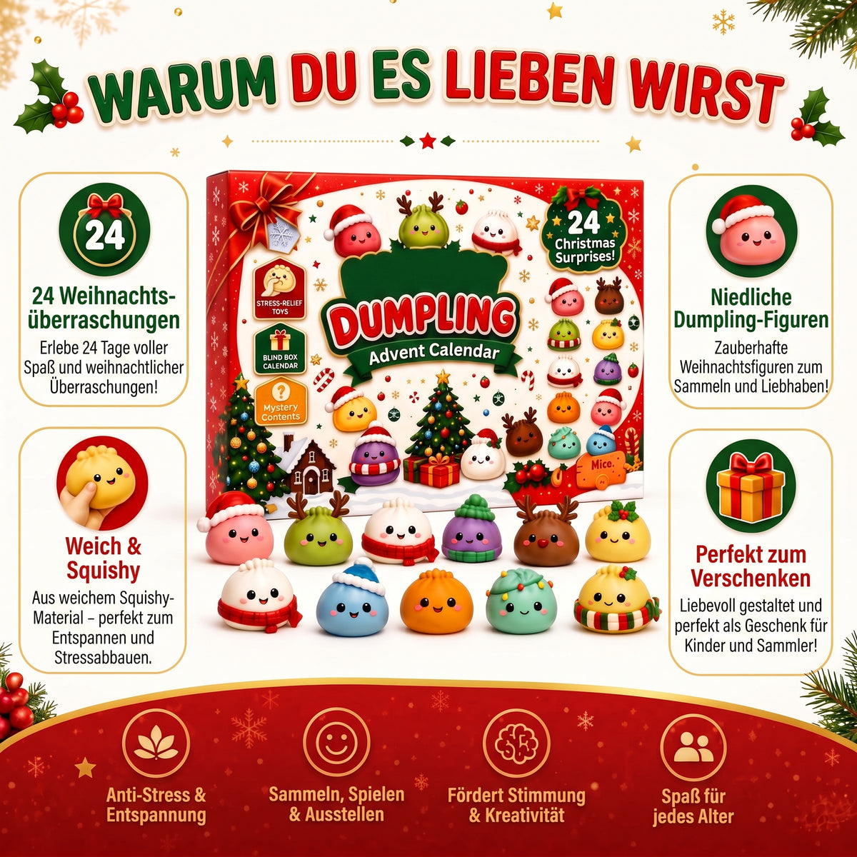 Adventskalender 2026: 24 Dumpling-Squishies