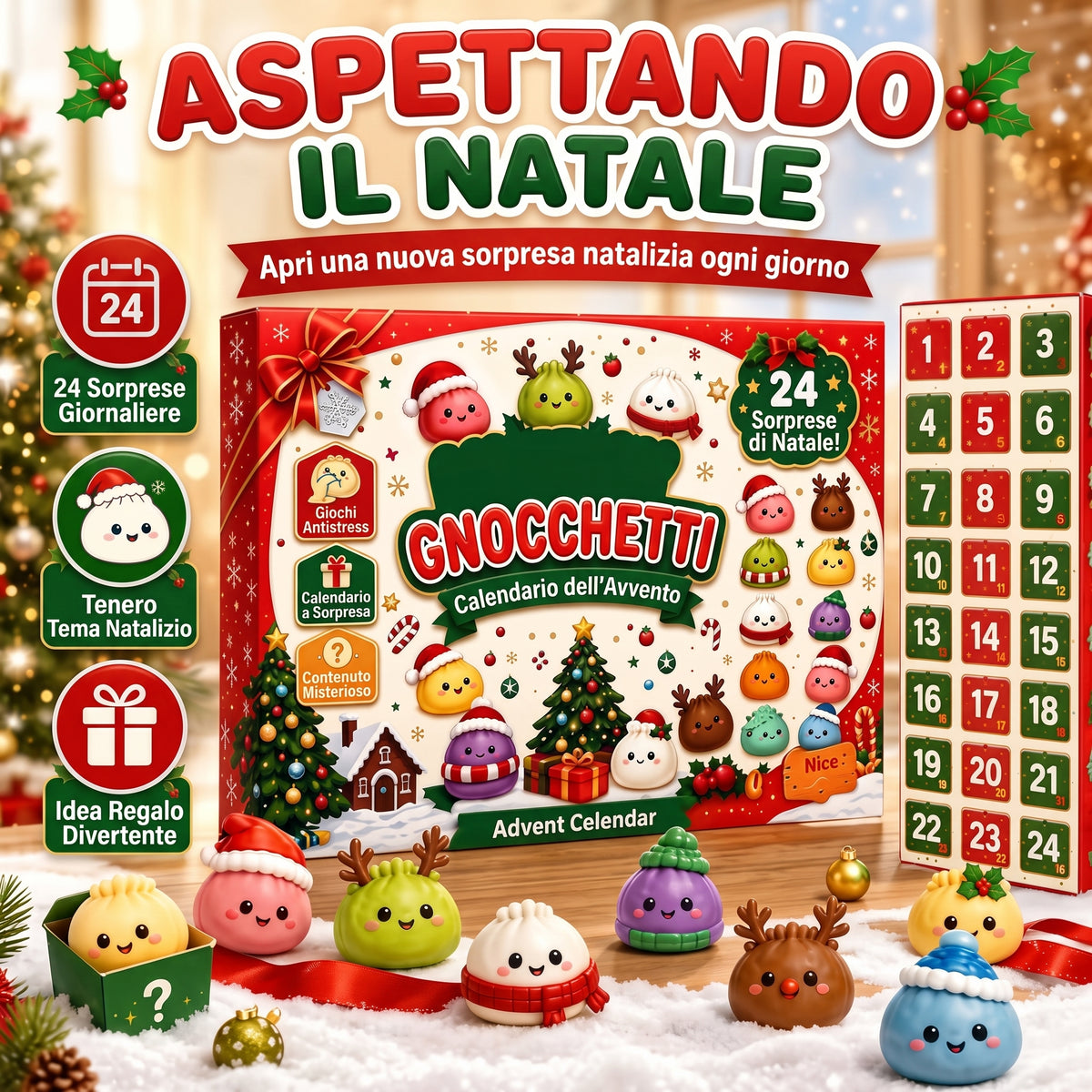 Calendario dell'Avvento 2026: 24 Squishy Raviolini