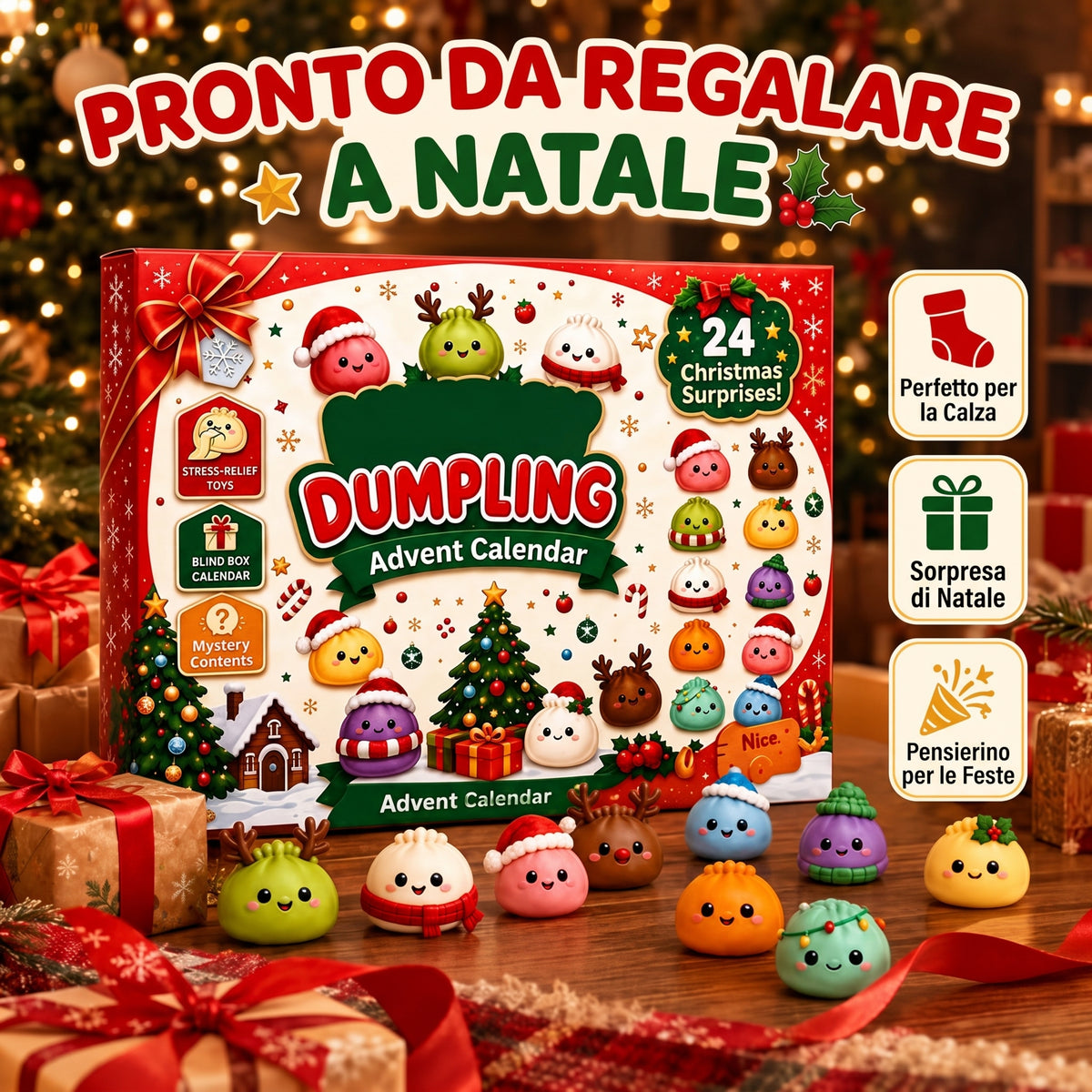 Calendario dell'Avvento 2026: 24 Squishy Raviolini