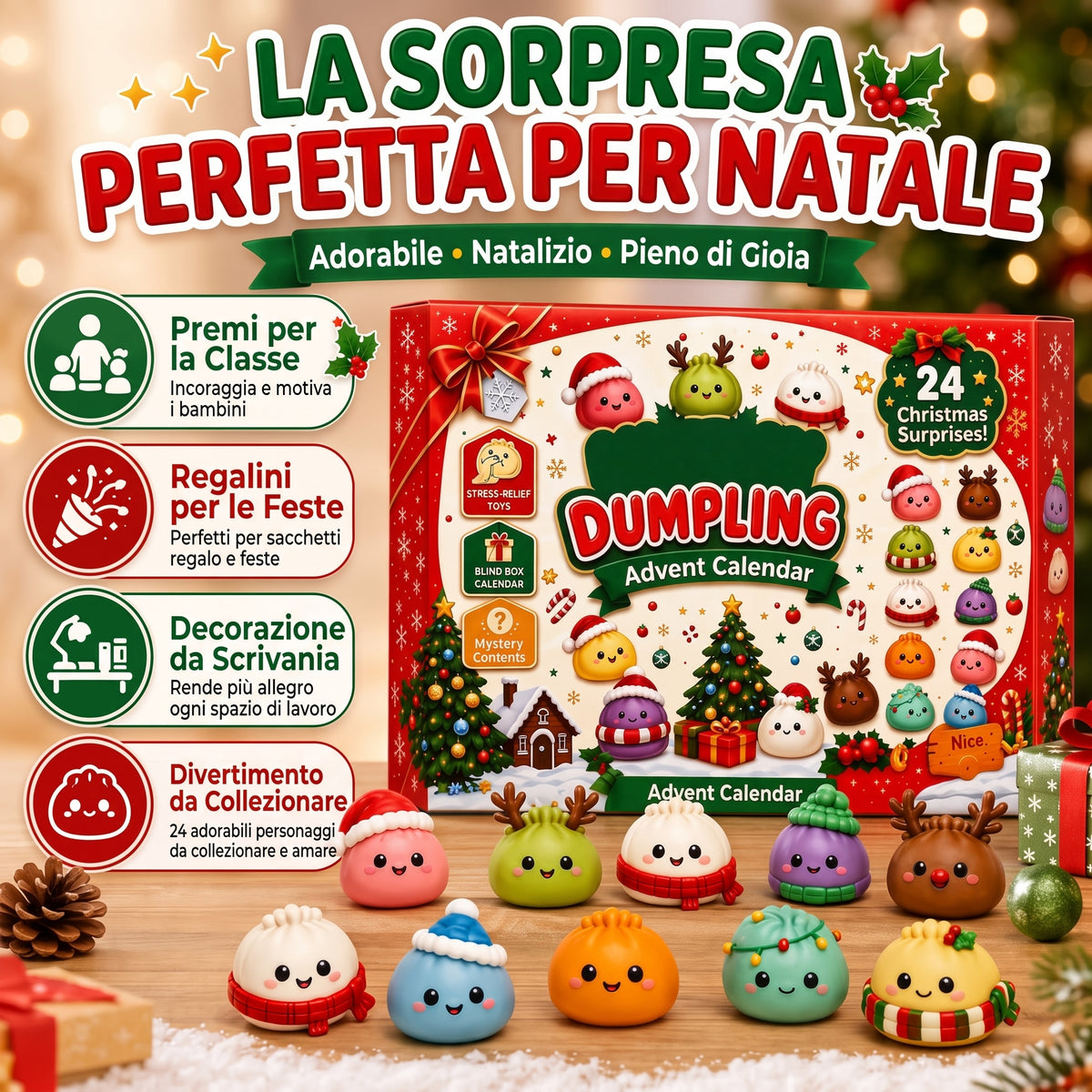 Calendario dell'Avvento 2026: 24 Squishy Raviolini